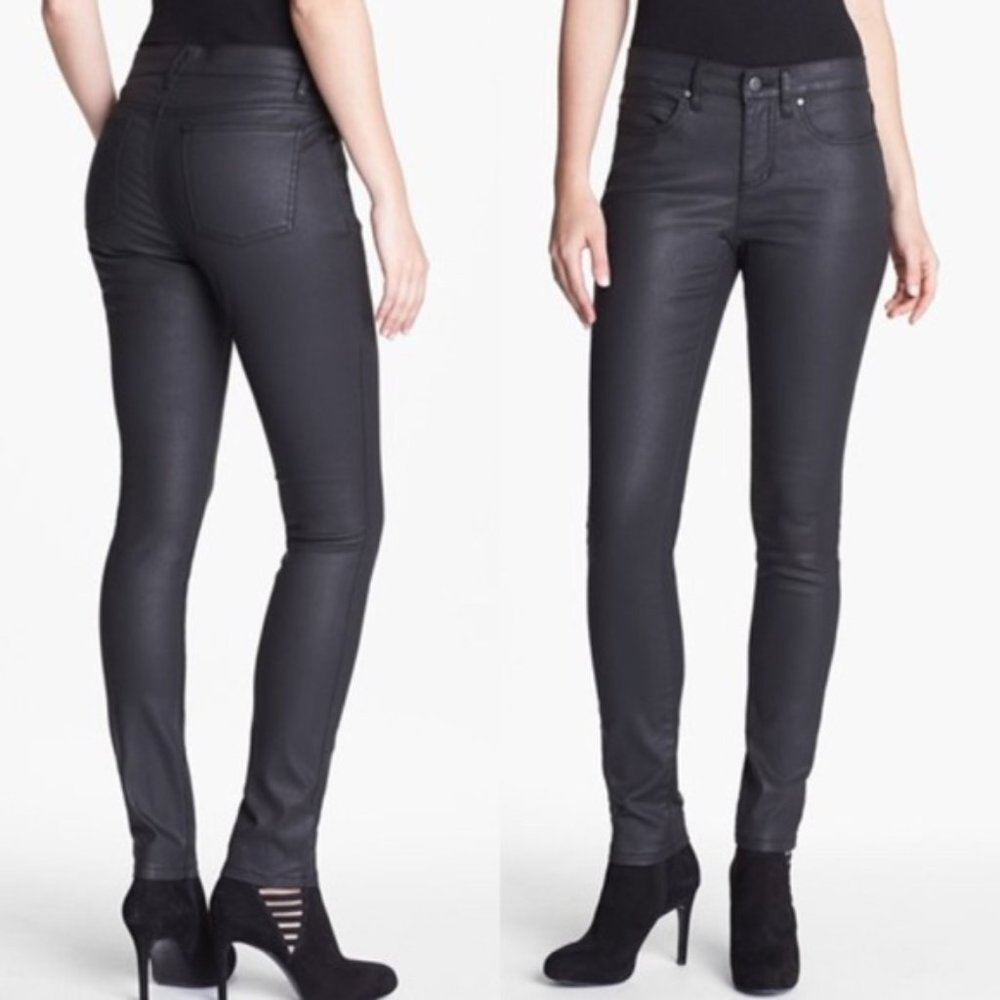 EILEEN FISHER - Organic Cotton Blend Waxed Skinny High Rise Jeans - Size 12P